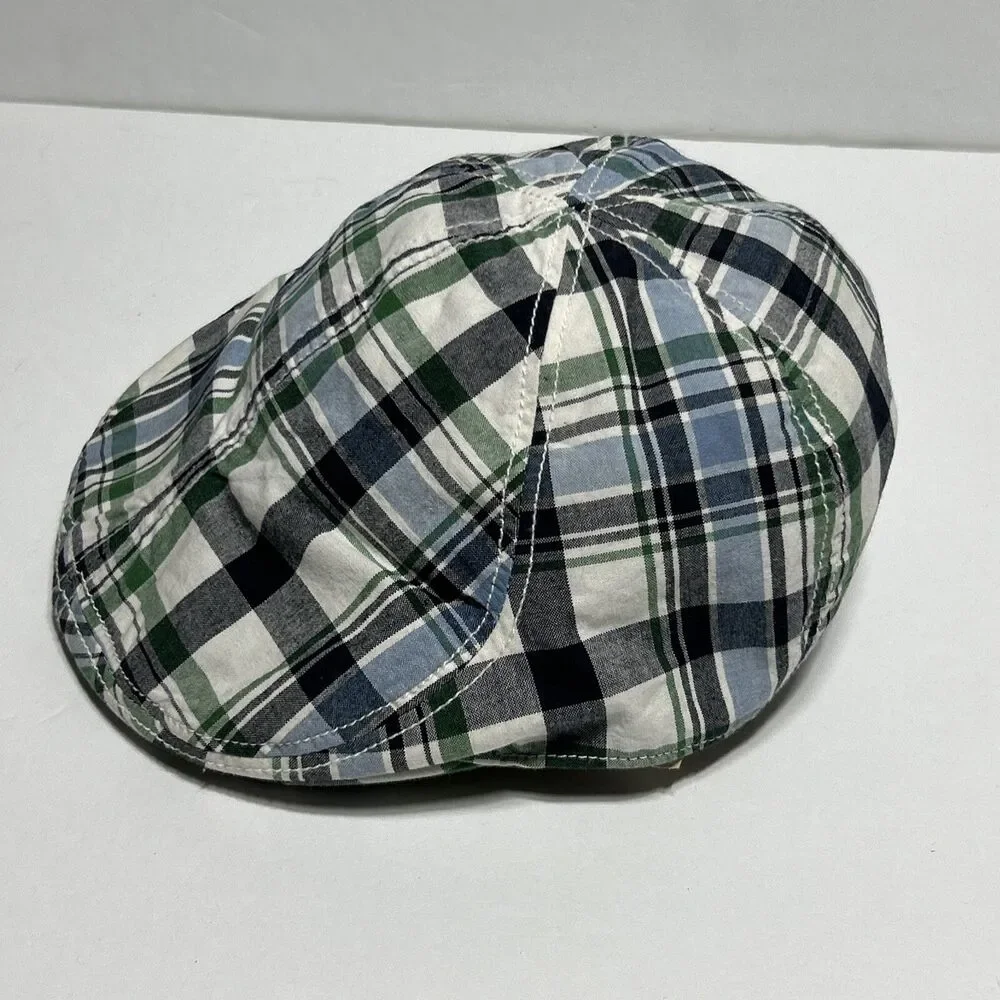 Gymboree Boys Preppy Plaid Golf Hat 4T-5T Cabbie Newsboy Blue Green White